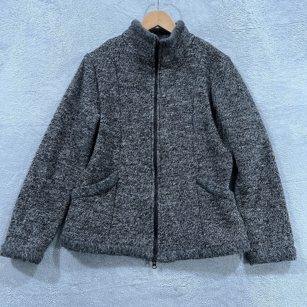 Vintage PrAna Jacket Women Medium Fleece Gray Outdoors USA Cottage Barn Full Zip